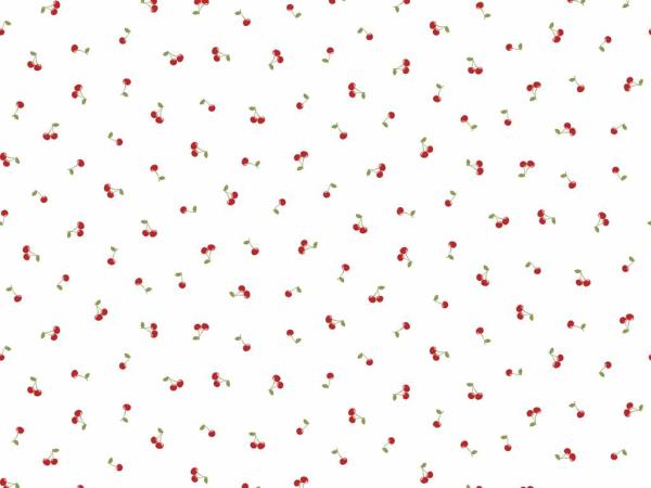 50x70 cm Zuschnitt Baumwolle beschichtet Kirschen auf Weiß